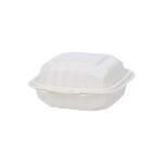 6″ x 6″ 1-Compartment Microwaveable White Mineral-Filled Plastic Hinged Take-Out Container - Image 5