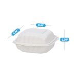 6″ x 6″ 1-Compartment Microwaveable White Mineral-Filled Plastic Hinged Take-Out Container - Image 4
