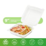 8″ x 8″ 1-Compartment Microwaveable White Mineral-Filled Plastic Hinged Take-Out Container - Image 4