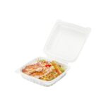 8″ x 8″ 1-Compartment Microwaveable White Mineral-Filled Plastic Hinged Take-Out Container - Image 3