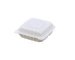 8″ x 8″ 3-Compartment Microwaveable White Mineral-Filled Plastic Hinged Take-Out Container - Image 2