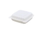 9″ x 9″ 1-Compartment Microwaveable White Mineral-Filled Plastic Hinged Take-Out Container - Image 2