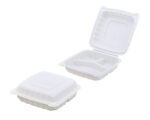 9″ x 6″ 1-Compartment Microwaveable White Mineral-Filled Plastic Hinged Take-Out Container - Image 3