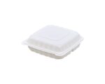 9″ x 6″ 1-Compartment Microwaveable White Mineral-Filled Plastic Hinged Take-Out Container - Image 2