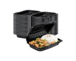 9″ x 6″ 1-Compartment Microwaveable Black Mineral-Filled Plastic Hinged Take-Out Container - Image 3