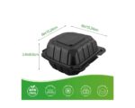6″ x 6″ 1-Compartment Microwaveable Black Mineral-Filled Plastic Hinged Take-Out Container - Image 2