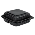 8″ x 8″ 3-Compartment Microwaveable Black Mineral-Filled Plastic Hinged Take-Out Container - Image 3