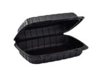 9″ x 6″ 1-Compartment Microwaveable Black Mineral-Filled Plastic Hinged Take-Out Container