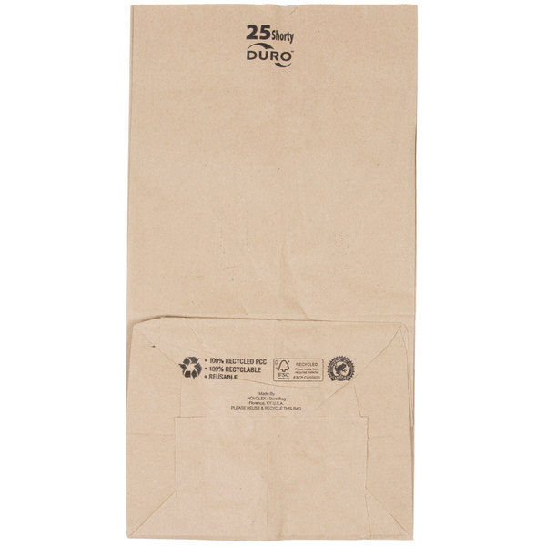 13201571- Duro 25 lb. Recycled Kraft Grocery Bag – 8.25″ x 6.13″ x 15.88″ - Image 2