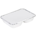 8.5″ x 6.37″ 3-Compartment Oblong Foil Tray with Board Lid - Image 2