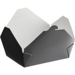 #3 Black Microwavable Folded Paper Take-Out Container, 8.5″ × 6.25″ × 2.5″