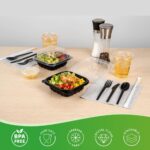 6″ x 6″ x 3″ Microwaveable 1-Compartment Black / Clear Hinged Container - Image 4