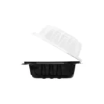 6″ x 6″ x 3″ Microwaveable 1-Compartment Black / Clear Hinged Container - Image 2