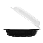 9″ x 9″ x 3″ Microwavable 1-Compartment Black / Clear Hinged Container - Image 3