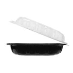 9″ x 10″ Microwaveable 1-Compartment Black / Clear Hinged Container - Image 2