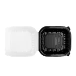 9″ x 10″ Microwaveable 1-Compartment Black / Clear Hinged Container - Image 3