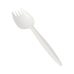 5.5″ White Medium Weight Plastic Spork - Image 2