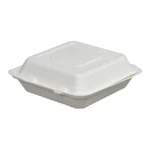 9″ x 9″ 1-Compartment White Bagasse Take-Out Container, PFAS Free - Image 3
