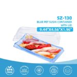 9.44″ x 4.56″ x 1.96″ Blue PET Sushi Container with Lid - Image 3