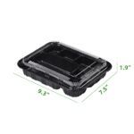 9.3″ × 7.5″ × 1.9″ Rectangular Black Plastic Bento Box Set - Image 2