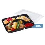 10.5″ x 8.1″ x 2″ Rectangular Black Plastic Bento Box Set - Image 3