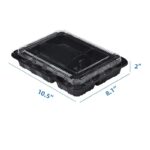 10.5″ x 8.1″ x 2″ Rectangular Black Plastic Bento Box Set - Image 2