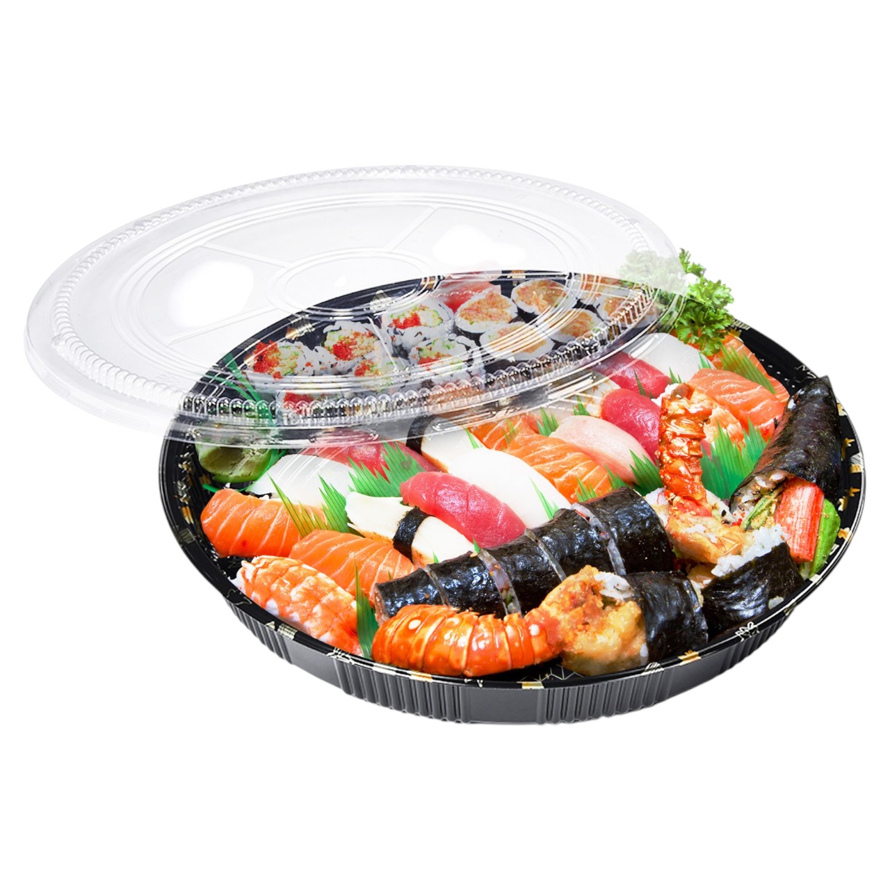 15″ x 2.1″ Round Sushi Tray With Lid