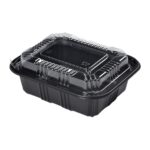 5.4″ × 4.6″ × 2.2″ Rectangular Black Plastic Lunch Box Set