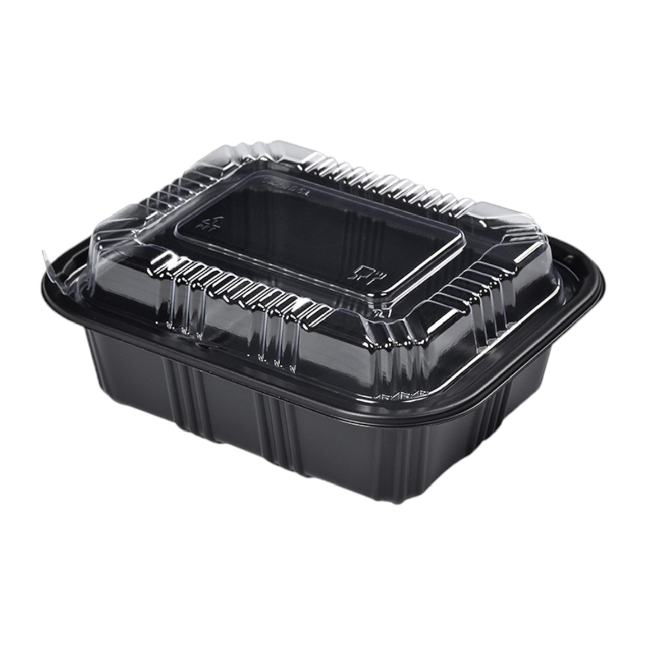 SZ-805-Photoroom 5.4″ × 4.6″ × 2.2″ Rectangular Black Plastic Lunch Box Set - Image 1