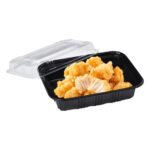 6.5″ × 4.9″ × 1.8″ Rectangular Black Plastic Lunch Box Set - Image 3