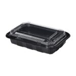 8.3″ x 5.7″ x 1.8″ Rectangular Black Plastic Lunch Box Set