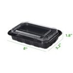 8.3″ x 5.7″ x 1.8″ Rectangular Black Plastic Lunch Box Set - Image 2