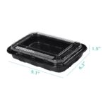 9.1″ x 6.3″ x 1.9″ Rectangular Black Plastic Lunch Box Set - Image 2
