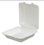 9″ x 9″ 1-Compartment White Bagasse Take-Out Container, PFAS Free