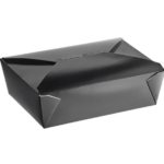#3 Black Microwavable Folded Paper Take-Out Container, 8.5″ × 6.25″ × 2.5″