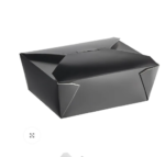 #8 Black Microwavable Folded Paper Take-Out Container, 6.75″ × 5.5″ × 2.5″