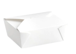 #8 White Microwavable Folded Paper Take-Out Container, 6.75″ ×