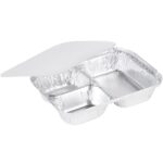 8.5″ x 6.37″ 3-Compartment Oblong Foil Tray with Board Lid