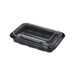 8.3" x 5.7" x 1.8" Rectangular Black Plastic Lunch Box Set