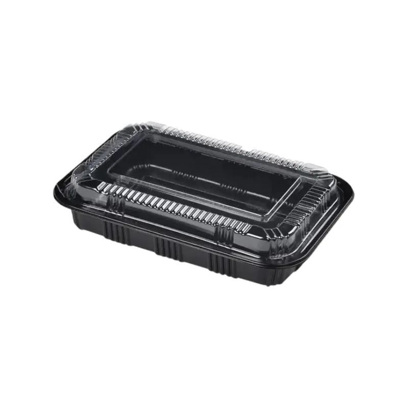 zoho_img_5892498000005952786 8.3" x 5.7" x 1.8" Rectangular Black Plastic Lunch Box Set - Image 1