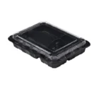 10.5″ x 8.1″ x 2″ Rectangular Black Plastic Bento Box Set