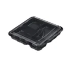 10.6" x 10.6" x 2" Square Black Plastic Bento Box Set with Compartments