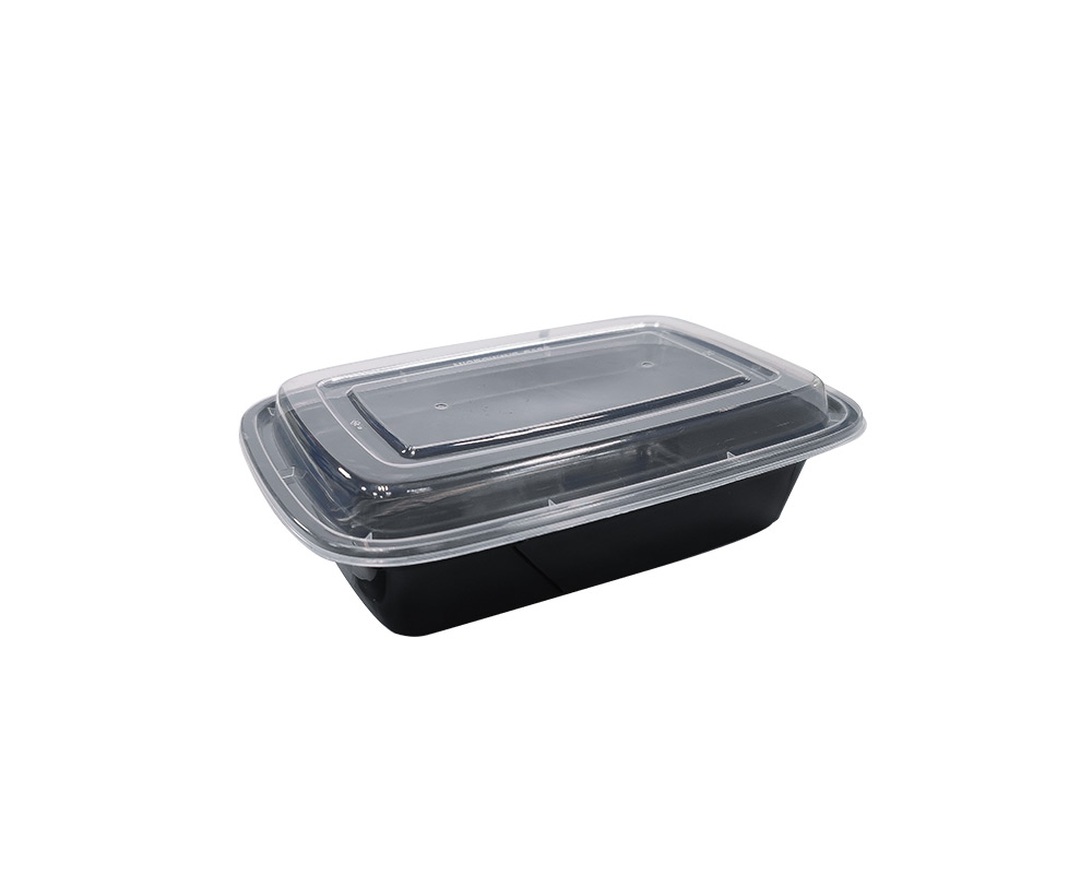 zoho_img_5892498000000400157 38 oz. Black Rectangular Microwavable Container with Lid - Image 1