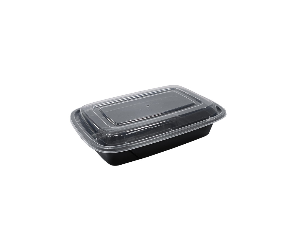 zoho_img_5892498000000400361 24 oz. Black Rectangular Microwavable Container with Lid - Image 1