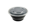 32 oz. Black Round Microwavable Bowl with Lid