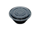 42 oz. Black Round Microwavable Bowl with Lid