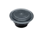42 oz. Black Round Microwavable Bowl with Lid