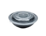 50 oz. Black Round Microwavable Bowl with Lid