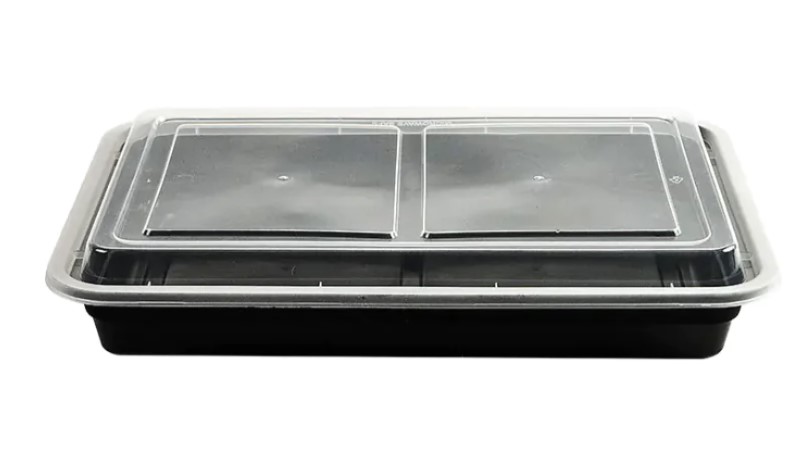zoho_img_5892498000006354143 58 oz. Black Rectangular Microwaveable Take-Out Container with Lid - Image 1