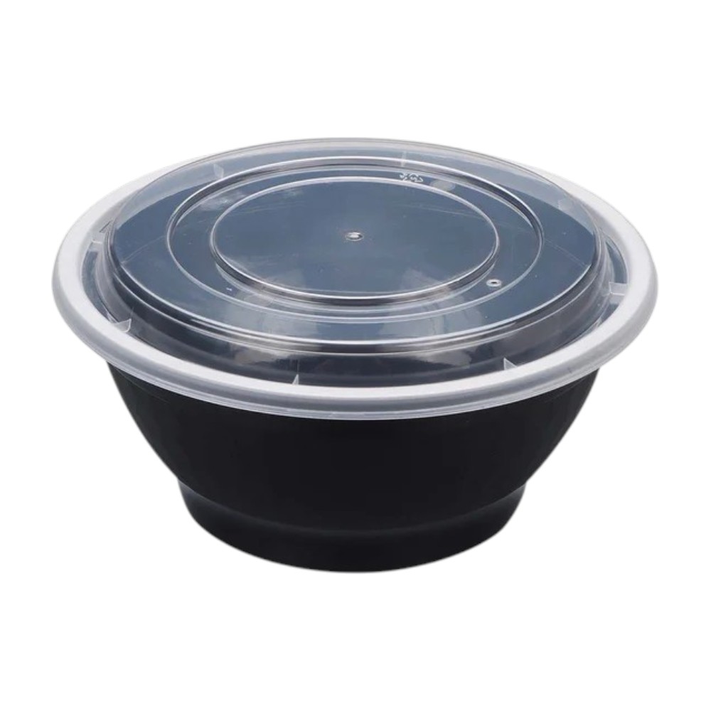 zoho_img_5892498000006491461 38 oz. Black Round Microwavable Bowl with Lid - Image 1